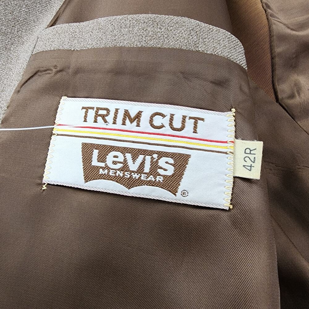 Vintage Levis Blazer Mens 42R Tan Trim Cut Sta-Prest Action Suit Sport Coat Prep - Picture 3 of 16